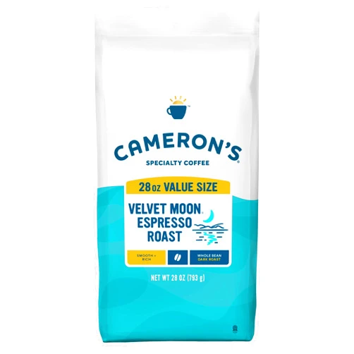 Cameron's Coffee Roasted Whole Bean Coffee, Velvet Moon Espresso Roast, 28 Ounce