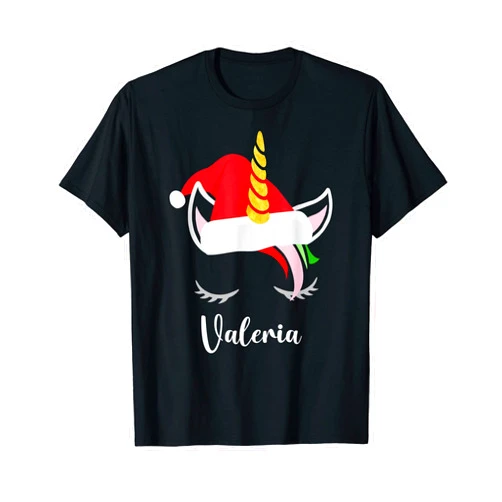 Zum2 Valeria Name Gifts Valeria Name Gift - Valeria Santa Unicorn T-Shirt