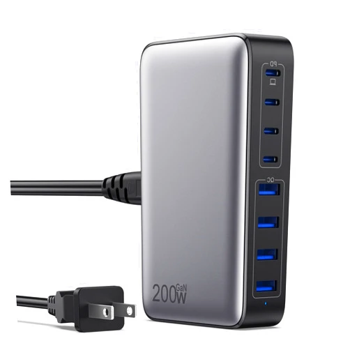 GKUTW USB C Charger 200W USB C Charger Block,Upgraded GaN III 8-Port Fast Charging Station Hub,PD 65W Laptop Charger Adapter Compatible with MacBook Pro/Air,DELL,Steam Deck,iPhone 15/14/13,Galaxy S23/22 etc