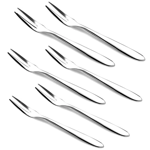 YTZJ Direct 6pcs Premium Escargot Forks Gift Set for Dessert Cake Fruit Salad Appetizer Crab, Stainless Steel Metal Small Tasting Pastry Forks Mirror Polished, Silver Lovely Table Dinner Forks Dishwasher Safe