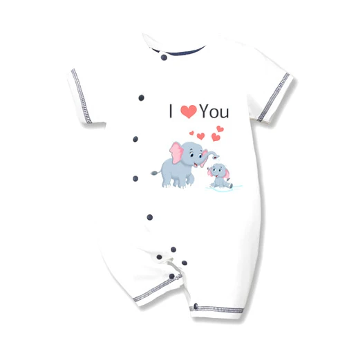 HTERDR Newborn Boy Outfits Cotton Baby Boy Clothes Cute Elephant Unisex Funny Baby Girl Baby Bodysuit 0-24 Months