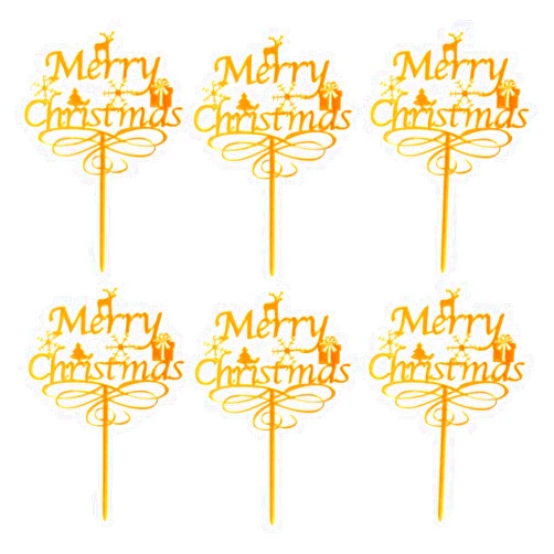 Amosfun Merry Christmas Party Cake Toppers Cake Decor Dessert Topper Party Supplies for Christmas