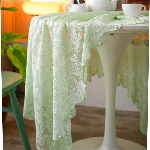 Auons Green Lace Tablecloth Rectangular Flowers Embroidered Table Cover, Elegant Wedding Table Cloth for Home Party Banquet Reception Fall Table Decorations, 40x55inch