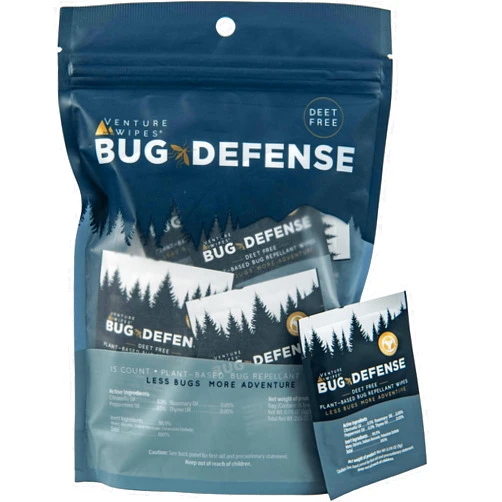 Venture Wipes Natural Mosquito Repellent Wipes - DEET-Free Bug Repellant - Long Lasting Insect Repellent Wipes - Travel Friendly - Citronella, Peppermint, and Rosemary Infused - 15 Count Bag
