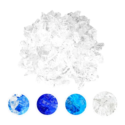 Skyflame 10-Pound Recycled Fire Glass for Fire Pit/Fireplace/Vase Fillers/Garden Landscapes, Ice Clear