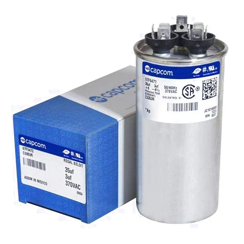 Replacement for Comfort Maker HQ1082632AX - 35 + 3 uf MFD 370 Volt VAC - Comfort Maker Round Dual Run Capacitor Upgrade