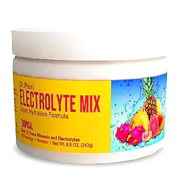 Dr. Price's Vitamins Electrolyte Mix Supplement Powder, 90 Servings, 72 Trace Minerals, Potassium, Sodium, Electrolyte Replacement Keto Drink | Tropical Flavor | Dr. Price's Vitamins, No Sugar, Vegan, Non-GMO