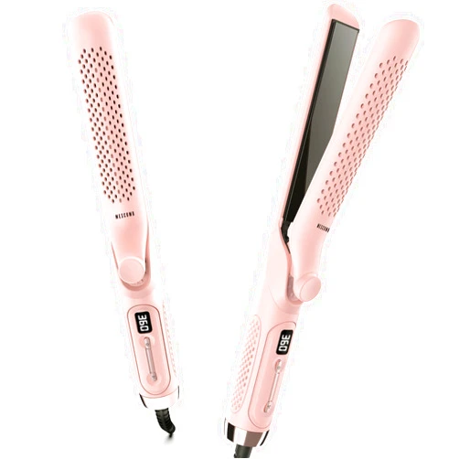 MESCOMB 360° Airflow Styler Curling Iron - 1 Inch Hair Straightener and Curler 2 in 1 with Vented Cool Air to Lock in Style, Flat Iron Curling Wand for Short Hair, Adjustable Temp, Dual Voltage