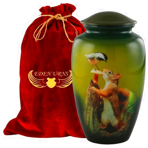 EDEN URNS Squirrel Cremation Urns for Human Ashes Adult for Funeral | Urns for Adult Ashes Burial Large Urns to Honor Your Loved Ones (Aluminum)