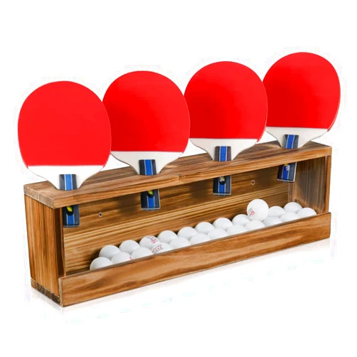 Sunix Ping Pong Paddle Storage Rack Table Tennis Racket Display Wall Mounted Holder for 4 Paddles and Balls Storage in Bar Room, Game Room, Office Break Room, Garage, Bedroom, Home, Rustic Burnt