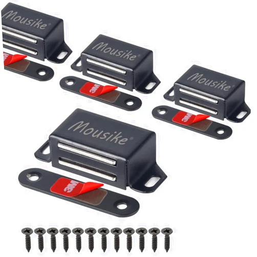 Mousike Cabinet Magnets 30lb Black Door Magnets with Strong Magnetic for Kitchen Cupboard Wardrobe Closet Cabinet Door Drawer Latch 4 Pack