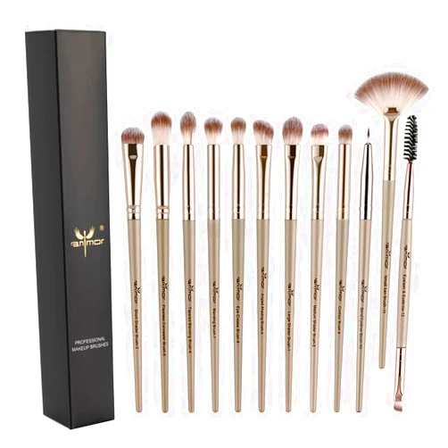 Anmor Eyeshadow Brush Set, 12pcs Professional Eyeshadow Makeup Brushes Set, For Eyeshadow Eyebrows Eyeliner Concealer, Soft Synthetic Hair and Premium Handle
