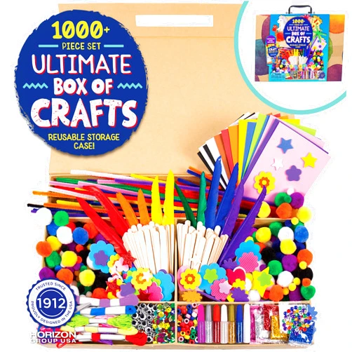Made By Me Ultimate Craft Box, Art & Craft Activities 1000 Piece Set, Storage Case, Great for Preschool Arts & Crafts, Adult & Group Projects, Craft Box for Kids Girls & Boys