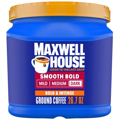 Maxwell House Smooth Bold Dark Roast Ground Coffee, 26.7 oz Canister