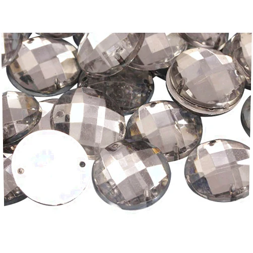 Allstarco 18mm Crystal Clear CH38 Flat Back Sew On Round Beads Acrylic Rhinestones Sewing Plastic Gems with Holes for Jewelry, Clothes, Garment Embelishments, Shoes, Cosplays, Crafts 30 Pieces