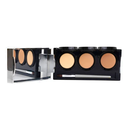Dermaflage Full Coverage Concealer Palette, Waterproof Concealer Cream, 3 Colors + Brush, by Dermaflage