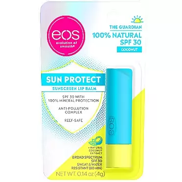 eos Sun Protect - Coconut | SPF Lip Balm with SPF 30 Protection and Water Resistant | Lip Care to Nourish Dry Lips | Gluten Free | 0.14 oz Coconut 0.14 Ounce (Pack of 1)