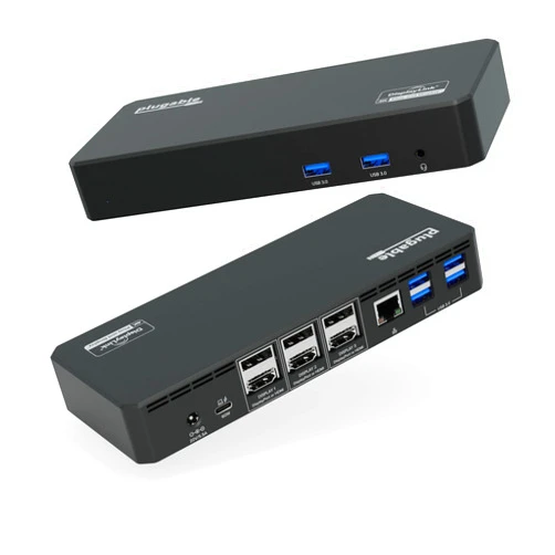 Plugable 12-in-1 USB C Triple Monitor Docking Station, Triple 4K Displays with 3X HDMI or 3X DisplayPort, Compatible with Mac, Windows, Thunderbolt, USB4, USB-C (60W PD, 6X USB Ports, Ethernet)