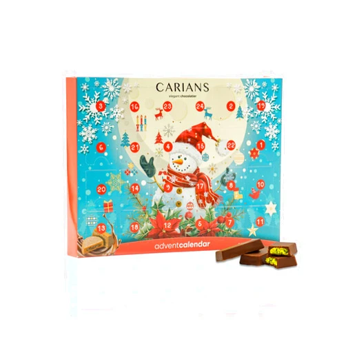 CARIAN'S BISTRO CARIANS Advent Calendar, Valentine's Day Chocolate Gift Box, Box of Candy, 24 Piece Milk Chocolate with Hazelnut, Assortment with Almonds, Caramel, Pistachio and Mousse, Large Size