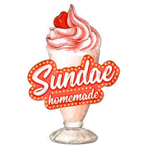 GLOBLELAND Sundae Vintage Metal Tin Sign Retro Ice Cream Plaque Poster Metal Wall Decorative Tin Signs for Home Kitchen Restaurant Coffee Shop Club Bar Decoration