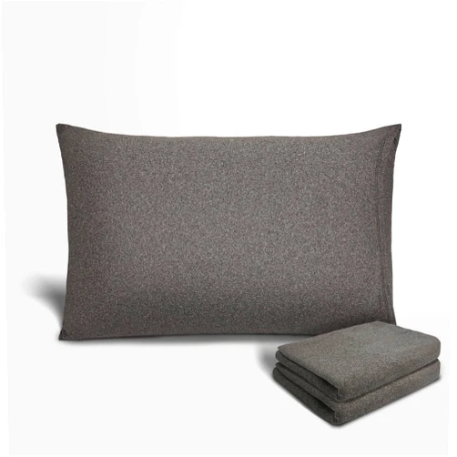 ALYVIA SPRING Stretch Pillowcases - Micro Jersey Knit & Ultra Soft Grey Pillow Cases, Standard Size - Set of 2, Heather Gray