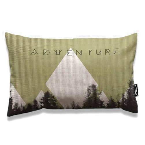 AOYEGO Mountains Throw Pillow Cover 12x20 Inch Adventure with Halftone Effect Hipster Typography Camping Rectangle Pillow Cases Home Decorative Cotton Linen Cushion Cover for Bed Sofa