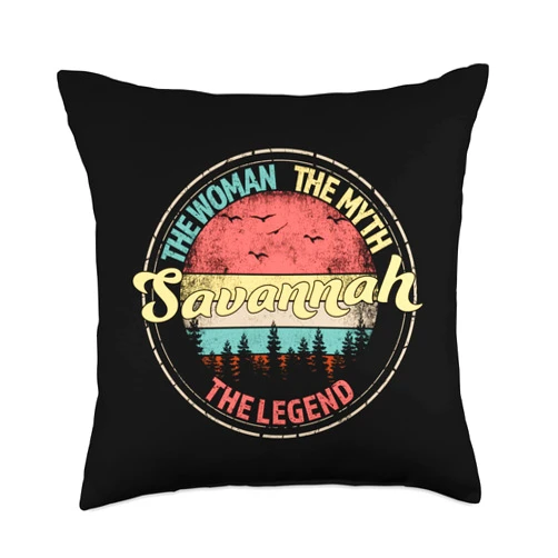 Visit Our Legendary Store With Custom Name Apparel Savannah The Woman The Myth The Legend Personalized Name Throw Pillow, 18x18, Multicolor