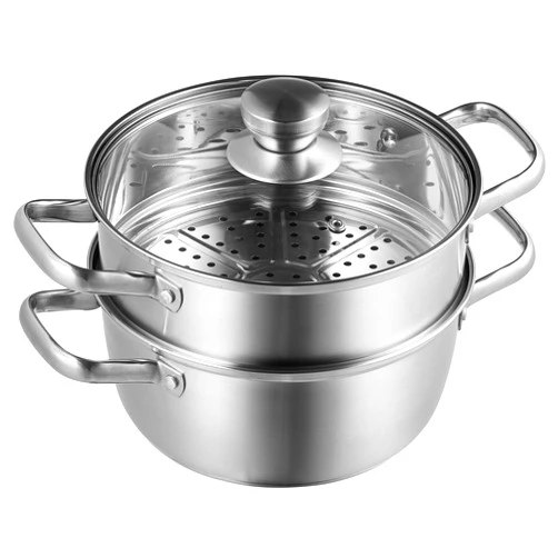 VEVOR Steamer Pot, 9.5in/24cm Steamer for Cooking with 5QT Stock Pot and Vegetable Cookware, Food-Grade 304 Stainless Steel Food Cookware with Lid for Gas Electric Induction Grill Stove