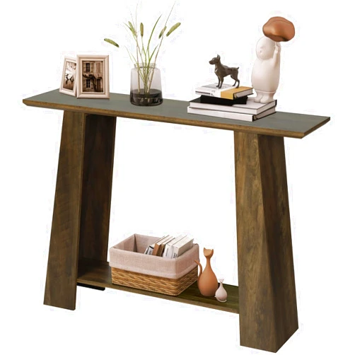 AILEEKISS Console Table Modern Entryway Table Wood Narrow Long Sofa Table with Open Storage Shelf, 2-Tier Entry Hallway Foyer Table Behind Couch Table for Living Room, Office (Natural Oak)