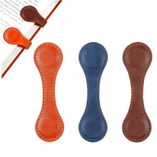 Dimeho 3 Pcs Leather Magnet Bookmark Retro Book Marker Clip Vintage Book Page Markup Holder Handmade Reading Accessories Gift for Christmas Women Men Bookworm Book Lovers Reader Writer