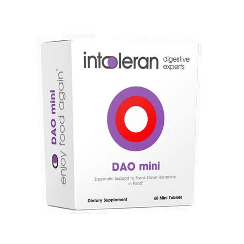 Intoleran DAO Mini Digestive Enzymes - 60 Tablets | Supplement for Histamine Intolerance & DAO Deficiency | Healthy Histamine Levels | 30,000 HDU Pure Diamine Oxidase (DAO) Enzyme | Coated