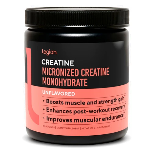 LEGION Micronized Creatine Monohydrate Supplement - Clean Creatine Powder for Muscle Gain & Post Workout Recovery - Micronized Creatine Supplement for Maximum Absorption (100 Servings, Unflavored)