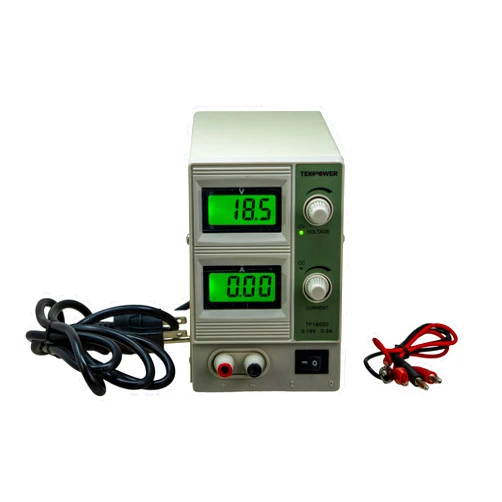 Tekpower TP1803D Lab Grade Variable Linear DC Power Supply, 0-18V @ 0-3A PC, with Alligator Cable and Power Cord,for Labs