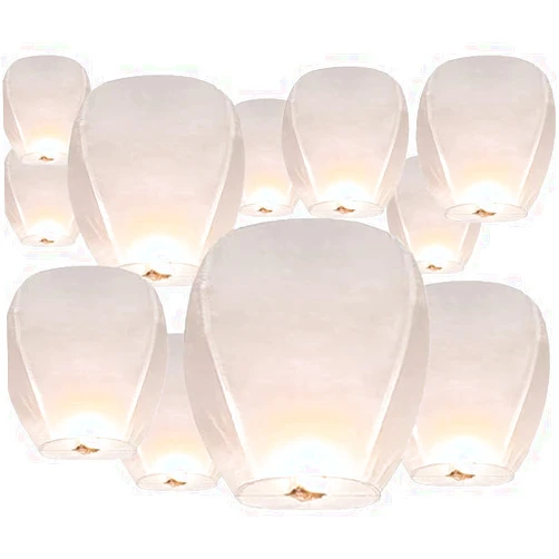 LUUOKI 11 Packs Chinese Paper Lanterns to Release in Heaven Paper to Coordinate Wishing Lanterns for Celebrations of Family, Weddings, Birthdays, Memorials, Parties (White).