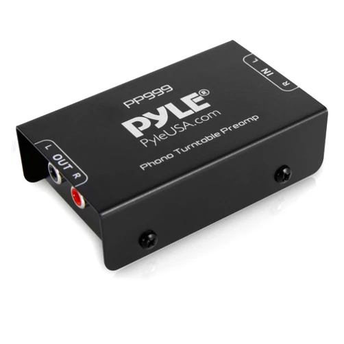 Pyle Phono Turntable Preamp - Mini Electronic Audio Stereo Phonograph Preamplifier with RCA Input, RCA Output & Low Noise Operation Powered by 12 Volt DC Adapter - PP999