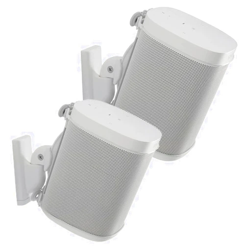 Sanus Adjustable Speaker Wall Mounts Designed for SONOS ONE, Play:1 & Play:3 - Pair (White)