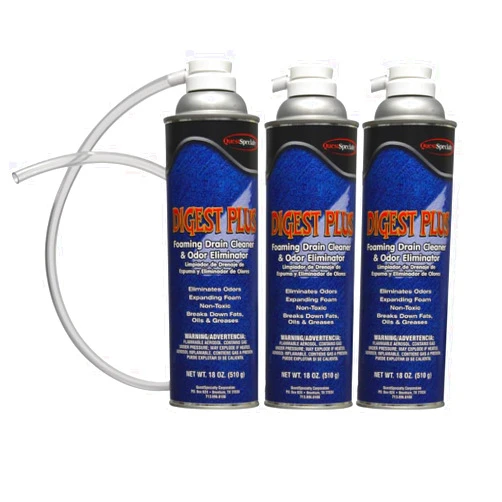 Quest Specialty DIGEST PLUS Foaming Drain Cleaner and Odor Eliminator, 3 count