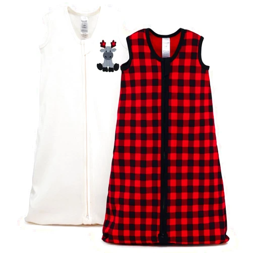 The Peanutshell Wearable Blanket Sleep Sack for Baby Boys or Girls, Woodland Moose & Buffalo Plaid, Sizes up to 12 Months (Small/Medium)