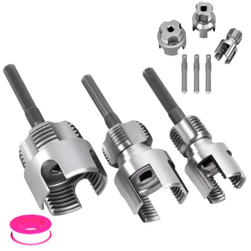 Muaoush 3PCS PVC Pipe Threader Kit - Dual-Function Internal & External Pipe Threading Tool for 1/2