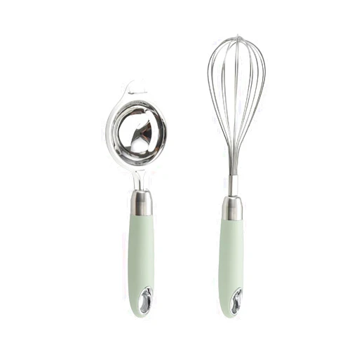 BAKVOS Stainless Steel Wire Whisk and Egg Yolk Separator, Light Green