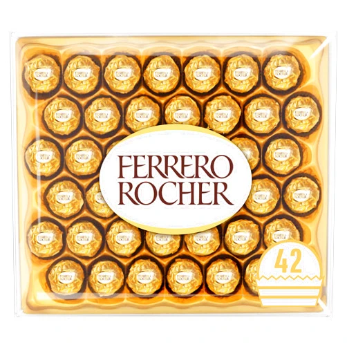 Ferrero Rocher Chocolate Gift Set, Hazelnut and Milk Chocolate Pralines, Box of 42 Pieces