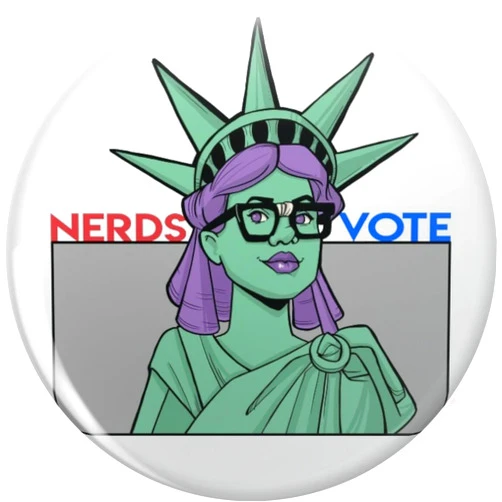 BKR Graphics Lady Liberty - NerdsVote x Karen Hallion Lapel Bin Brooch Badge Pin 0.75
