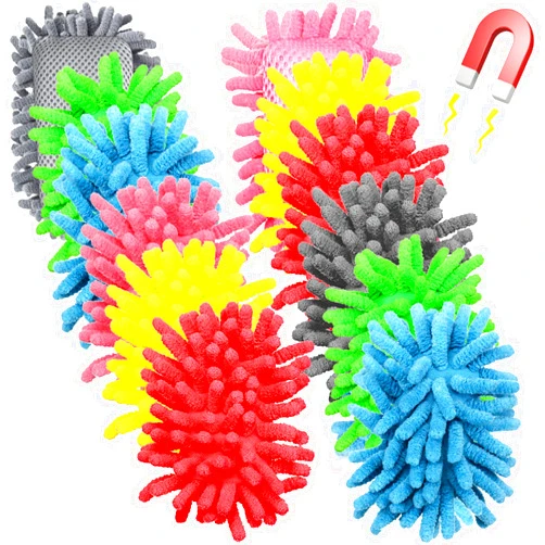 Epakh 12 Pieces Magnetic Microfiber Dry Eraser Microfiber Whiteboard Washable Shag Erase Board for Markers Chalk Home Classroom and Office(Grey, Neon Green, Neon Yellow, Red, Pink, Blue)