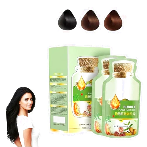 OBRVE Bubble Hair Dye Shampoo,Natural Plant Hair Dye, Pure Plant Extract for Grey Hair Color Bubble Dye Plant Bubble Hair Dye Shampoo 20ml 10packs/Box (Natural Black)