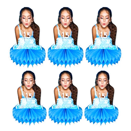 FAMILOVE Custom Honeycomb Centerpiece with Photo Logo Text, Centerpiece Table Decorations for Party Birthday Decorations
