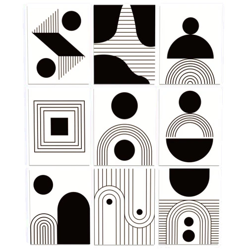 WEBEEDY 9 Styles Simple Abstract Art Decor Wall Minimalist Art Prints for Wall Decor Aesthetic Unframed Blach Line Pattern Boho Canvas Wall Decor for Living Room Bedroom Office Home, 8x10''/20x25cm