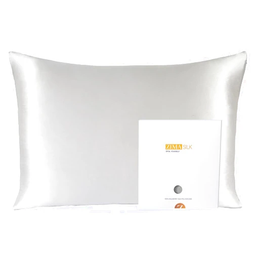 ZIMASILK 100% Pure Mulberry Silk Pillowcase for Hair and Skin Health,Soft and Smooth,Both Sides Premium Grade 6A Silk,600 Thread Count,with Hidden Zipper,1pc(Standard 20''x26'',Light Grey)