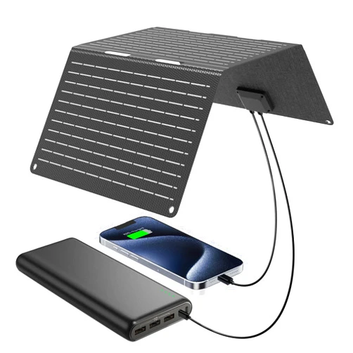 Ecosonique Technology Ecosonique 30W Portable Solar Charger Foldable Solar Panels with USB C USB A Fast Charging Waterproof for Camping Backpacking Compatible with Cell Phone, iPhone, iPad, Samsung Galaxy, LG, Power Banks