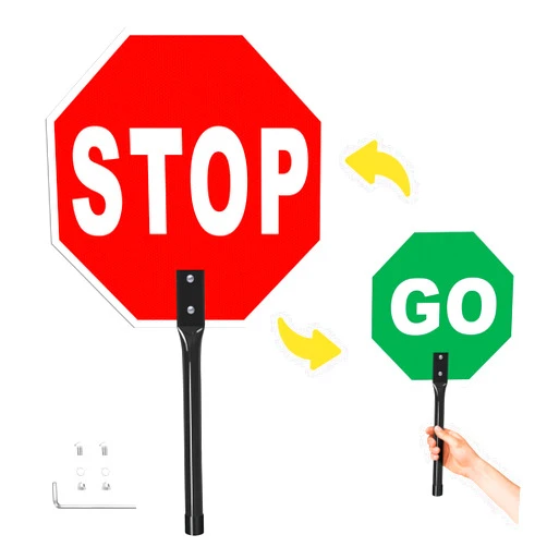 Ayifan Stop Go Sign with Metal Handle,13 x 13 Inches 