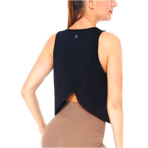 Cathie Moochie Women's Cropped Workout Tank Tops Open Back Sleeveless Sports Yoga Tops Active Shirts